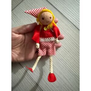 Vintage Ornaments Felt Elf Pixie Paper Mache Mr Christmas Girl 1969